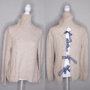 TULLE Custom DIY Open Back Tartan Ribbon Bow Turtleneck Sweater Unique